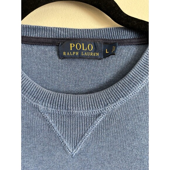Polo Ralph Lauren Mens Large Long‎ Sleeve Knit Crewneck Sweater Blue Cotton - Picture 3 of 5